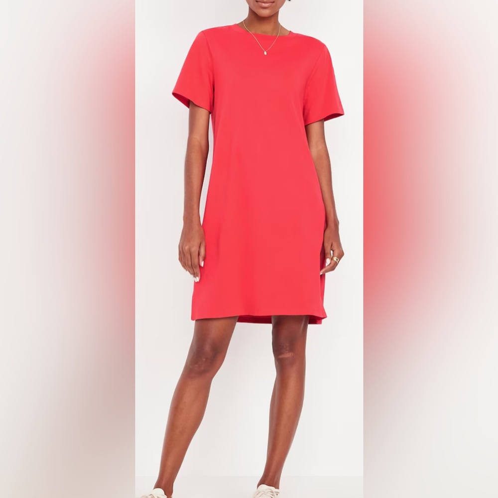 Old Navy Red Sheath Mini Dress Short Sleeve Crew Neck